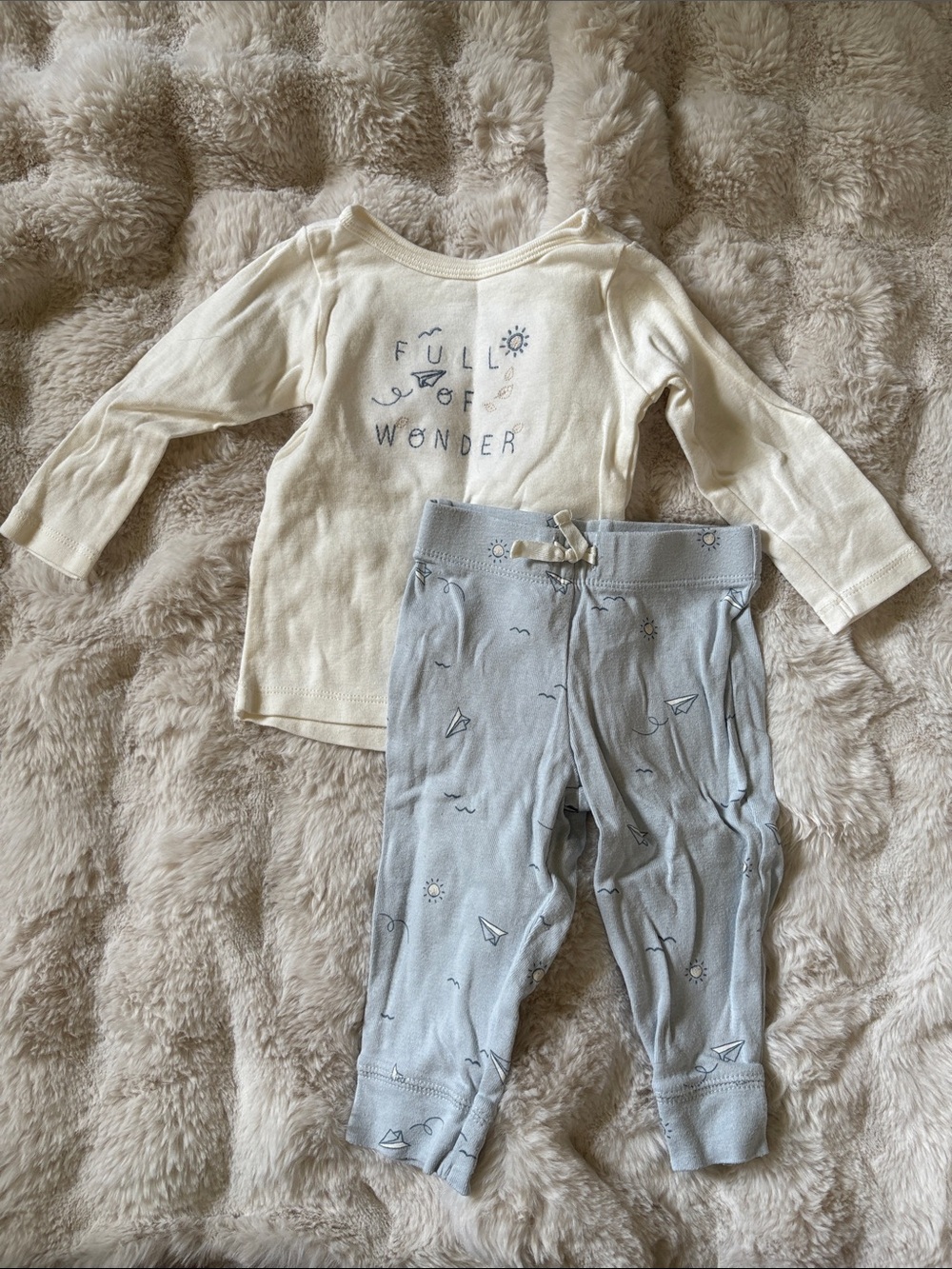 Carter's Cream Top with Light Blue Pants Matching Set
